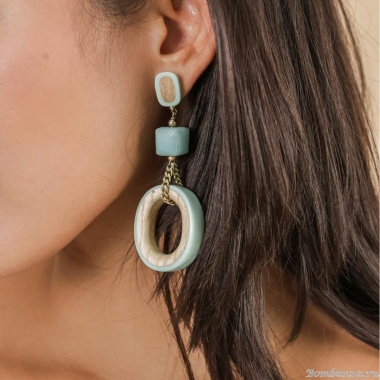 Серьги Nature Bijoux, Mississippi, с амазонитом, деревом и цветной эмалью, NB25.1-12-79960 бирюзовый